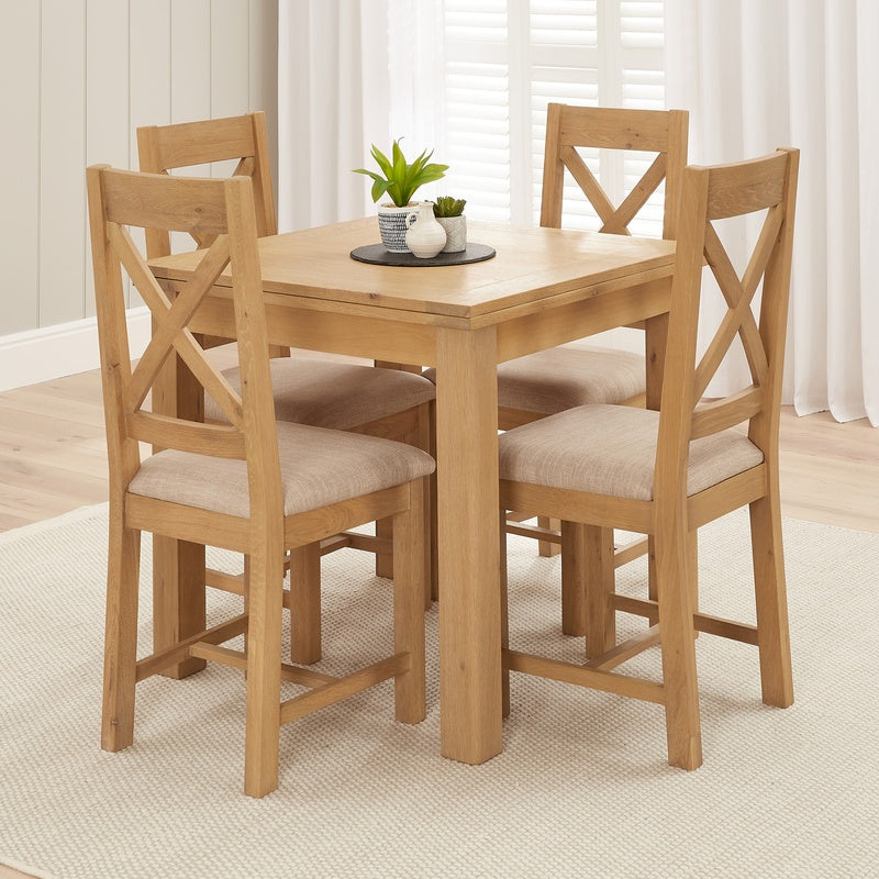 Flip Top Table Set of Four Oak