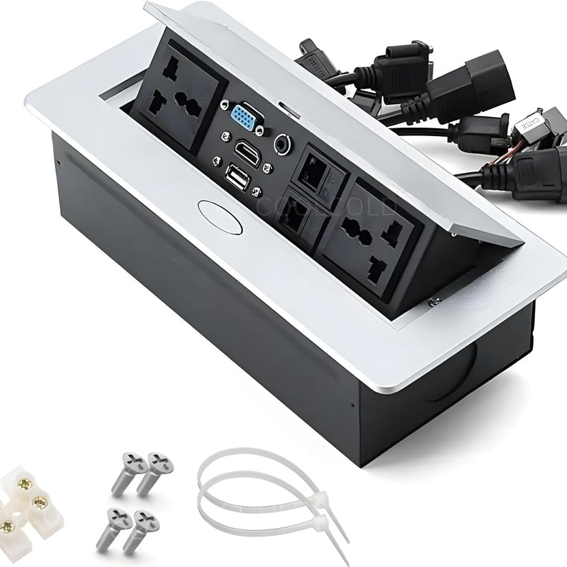 Table Cable Cubby with Power Trade Pack of Ten