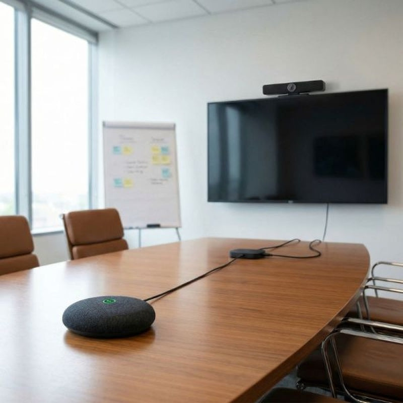 Video Bar with Extension Microphones for Large Rooms